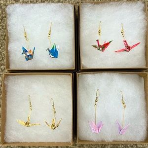 Origami crane earrings